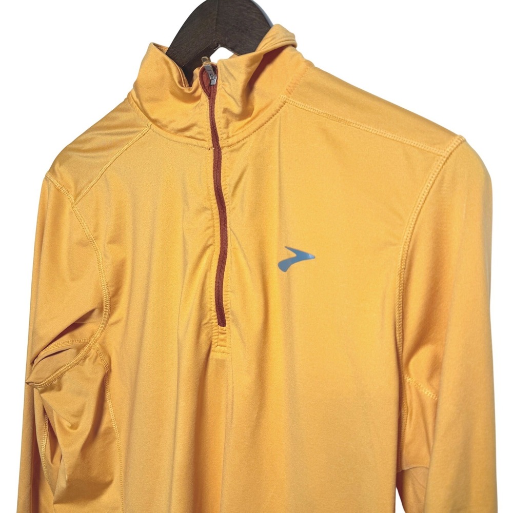 Brooks Mens Dash 1/2 Zip Running Pullover Orange Long Sleeve Shirt 211451 L